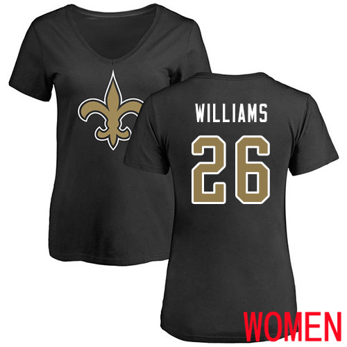 New Orleans Saints Black Women P J  Williams Name and Number Logo Slim Fit NFL Football #26 T Shirt->women nfl jersey->Women Jersey
